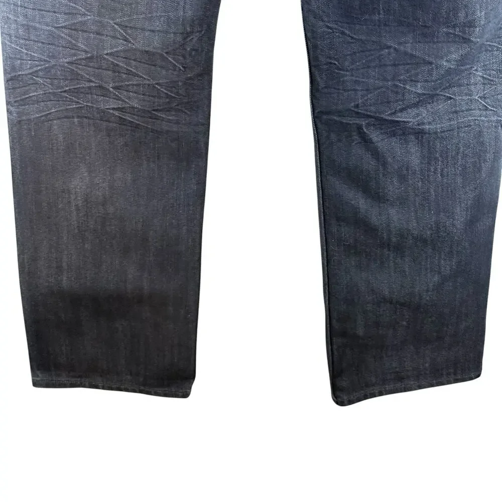 Guess Men's 33x30 Dark Blue Wash Lincoln Slim Straight Fit Cotton Blend Jeans